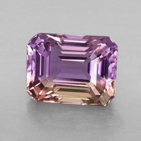 Ametrina naturale bicolore da 3,23 ct, taglio smeraldo, VVS