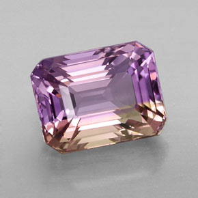 Ametrina naturale bicolore da 3,23 ct, taglio smeraldo, VVS
