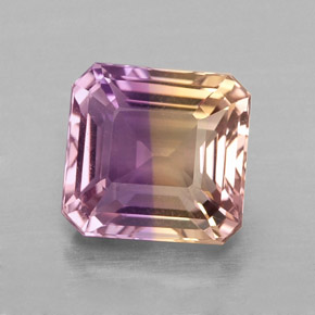Ametrina naturale bicolore da 2,68 ct, taglio smeraldo, VVS