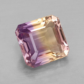 Ametrina naturale bicolore da 2,68 ct, taglio smeraldo, VVS