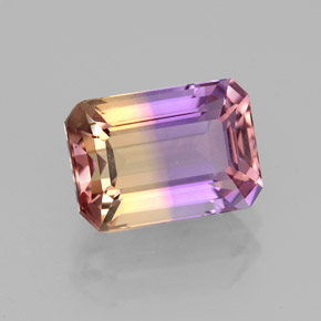 Ametrina naturale bicolore da 2,92 ct, taglio smeraldo, VVS