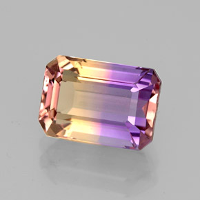 Ametrina naturale bicolore da 2,92 ct, taglio smeraldo, VVS