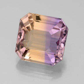 Ametrina naturale bicolore da 4,65 ct, taglio smeraldo, VVS