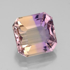 Ametrina naturale bicolore da 4,65 ct, taglio smeraldo, VVS