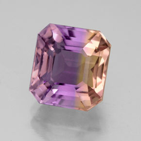 Ametrina naturale bicolore da 4,15 ct, taglio smeraldo, VVS