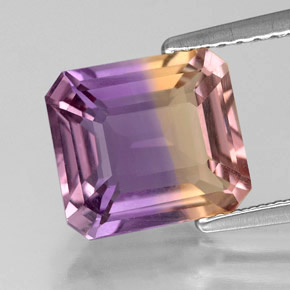 Ametrino Bicolore naturale da 2.96 ct, Taglio smeraldo, VVS