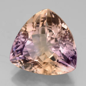 Ametrina naturale bicolore da 7,60 ct, trillion, VVS