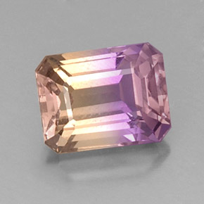 Ametrina naturale bicolore da 3,57 ct, taglio smeraldo, VVS-VS