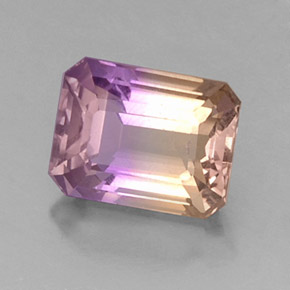 Ametrina naturale bicolore da 3,57 ct, taglio smeraldo, VVS-VS