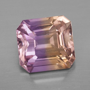 Ametrina naturale bicolore da 4,98 ct, taglio smeraldo, VVS-VS