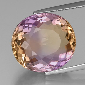 Ametrino Bicolore naturale da 13.25 ct, Taglio ovale, VVS