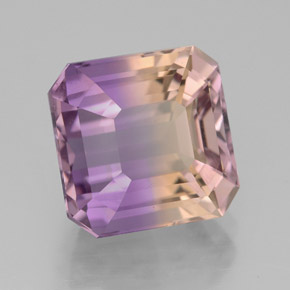 Ametrina naturale bicolore da 5,43 ct, taglio smeraldo, VVS-VS