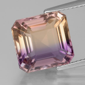 Ametrina naturale bicolore da 5,61 ct, taglio smeraldo, VVS