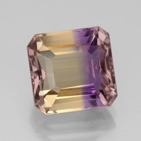 Ametrina naturale bicolore da 4,86 ct, taglio smeraldo, VS
