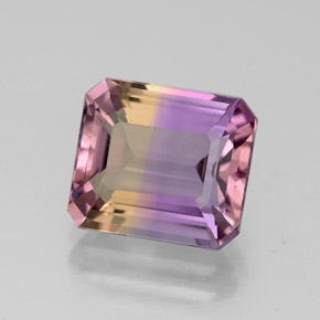 Ametrina naturale bicolore da 3,03 ct, taglio smeraldo, VS