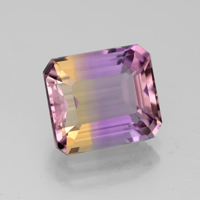 Ametrina naturale bicolore da 3,03 ct, taglio smeraldo, VS