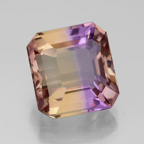 Ametrina naturale bicolore da 5,07 ct, taglio smeraldo, VVS