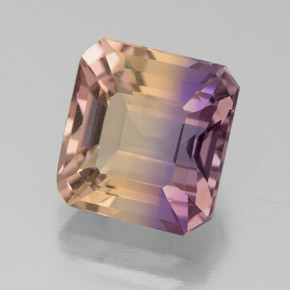 Ametrina naturale bicolore da 3,84 ct, taglio smeraldo, VVS-VS