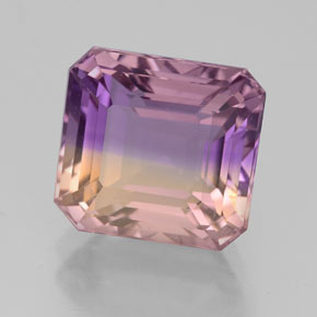 Ametrina naturale bicolore da 4,78 ct, taglio smeraldo, VS