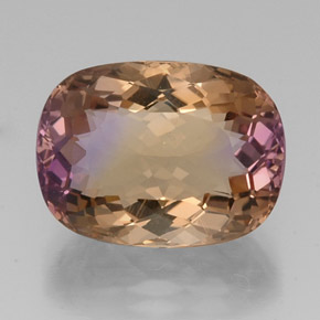 Ametrina naturale bicolore da 16,25 ct, taglio a cuscino, VVS