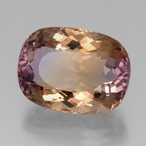 Ametrina naturale bicolore da 16,25 ct, taglio a cuscino, VVS