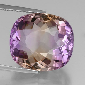 Ametrina naturale bicolore da 16,02 ct, taglio a cuscino, IF