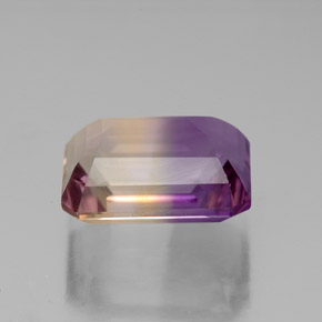 Ametrina naturale bicolore da 4,72 ct, taglio smeraldo, VS