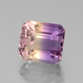 Ametrina naturale bicolore da 3,53 ct, taglio smeraldo, VS