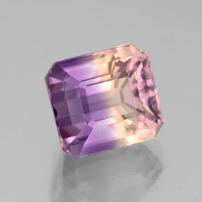Ametrina naturale bicolore da 3,53 ct, taglio smeraldo, VS