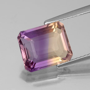 Ametrina naturale bicolore da 2,76 ct, taglio smeraldo, VS
