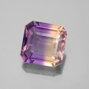 Ametrina naturale bicolore da 3,06 ct, taglio smeraldo, VS