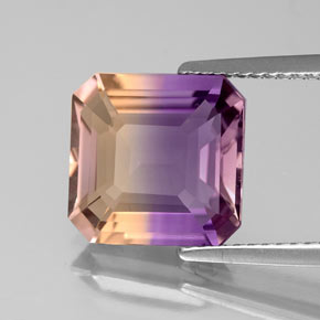 Ametrina naturale bicolore da 4,13 ct, taglio smeraldo, VS-SI