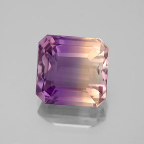 Ametrina naturale bicolore da 4,26 ct, taglio smeraldo, VVS-VS