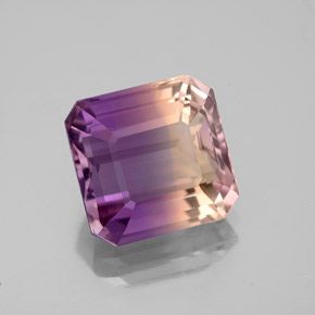 Ametrina naturale bicolore da 4,26 ct, taglio smeraldo, VVS-VS