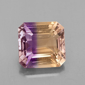 Ametrina naturale bicolore da 4,37 ct, taglio smeraldo, VS