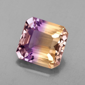 Ametrina naturale bicolore da 4,37 ct, taglio smeraldo, VS