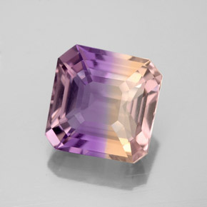 Ametrina naturale bicolore da 3,91 ct, taglio smeraldo, VVS-VS