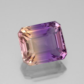 Ametrina naturale bicolore da 4,01 ct, taglio smeraldo, VVS