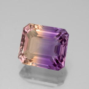 Ametrina naturale bicolore da 4,01 ct, taglio smeraldo, VVS