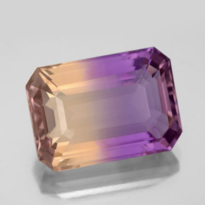 Ametrina naturale bicolore da 10,42 ct, taglio smeraldo, VVS