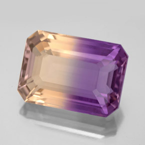 Ametrina naturale bicolore da 10,42 ct, taglio smeraldo, VVS