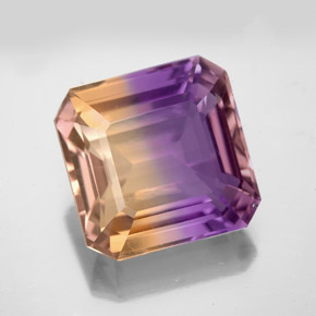 Ametrina naturale bicolore da 9,94 ct, taglio smeraldo, VS