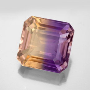 Ametrina naturale bicolore da 9,94 ct, taglio smeraldo, VS