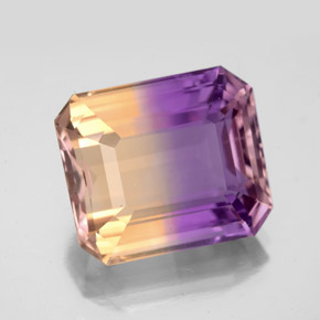Ametrina naturale bicolore da 9,81 ct, taglio smeraldo, VVS
