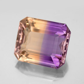 Ametrina naturale bicolore da 9,81 ct, taglio smeraldo, VVS