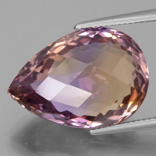Ametrino Bi-Colore naturale da 21.65 ct, Forma a pera, VVS