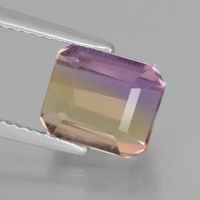 Ametrina naturale bicolore da 3,06 ct, taglio smeraldo, VS