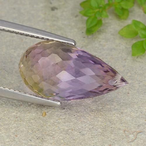 Ametrino Bi-Colore naturale da 10.55 ct, Taglio briolette, VVS