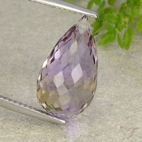 Ametrina naturale bicolore da 8,61 ct, briolette, VVS