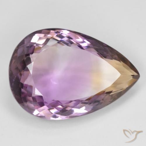 Ametrino Bi-Colore naturale da 19.64 ct, Forma a pera, VVS-VS